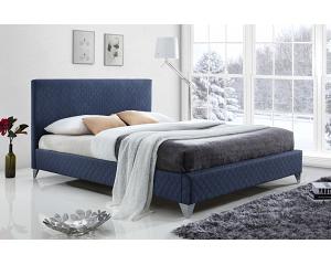 5ft King Size Brooklyn Linen Fabric Upholstered Blue Bed Frame